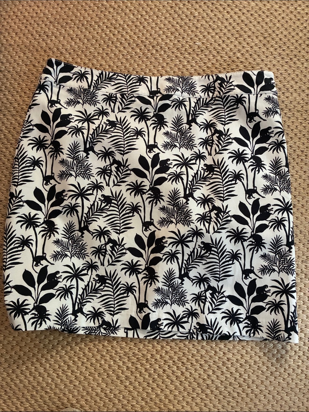 Talbots Black and White Tropical A-Line Skirt